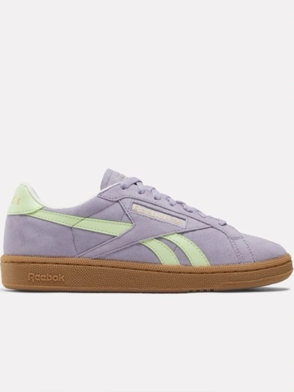 Reebok Lavender Suede Club C Grounds UK Sneakers with Neon Lime Size 10 - Picture 7 of 8